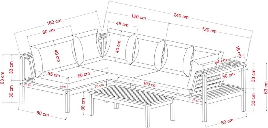 Avenberg ALTORA Kerti ülőgarnitúra akácfából