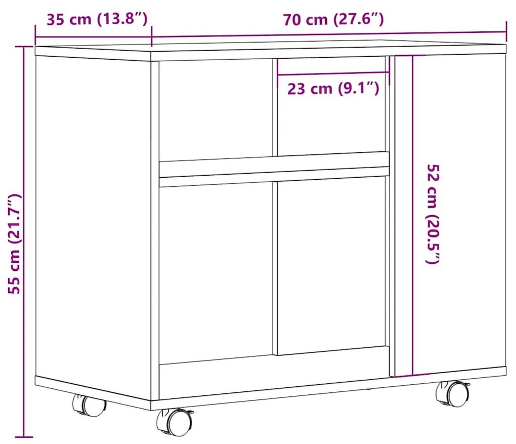 Oldalasztal Régi fa 70x35x55 cm műszaki fa