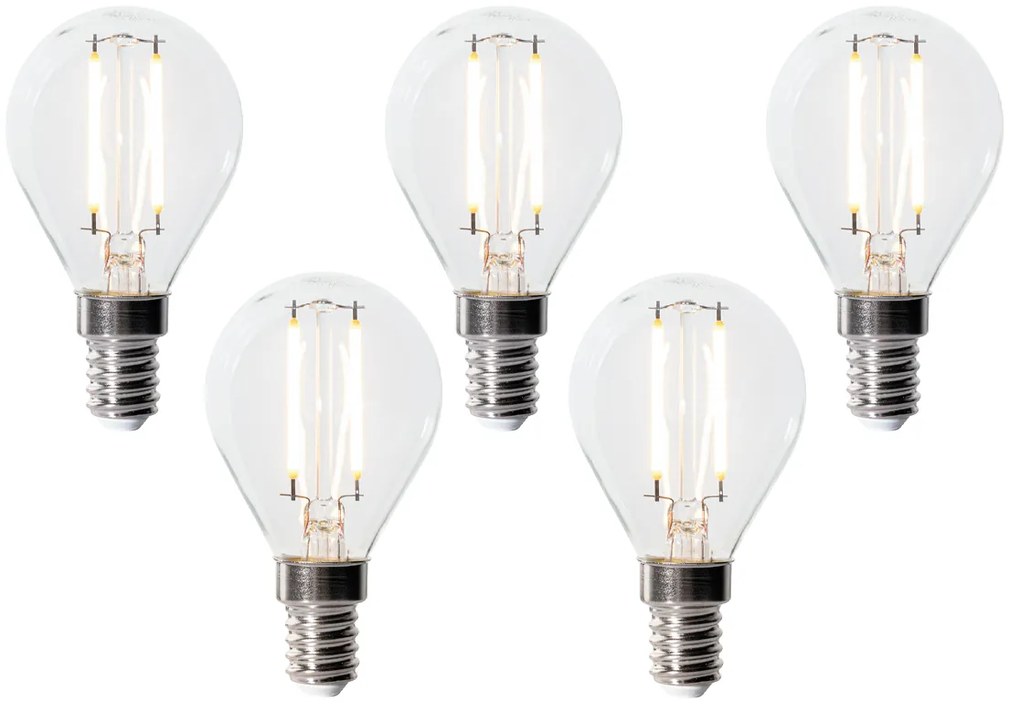 5 darabos E14 dimmelhető LED izzókészlet P45 átlátszó üveg 3W 250 lm 2700K