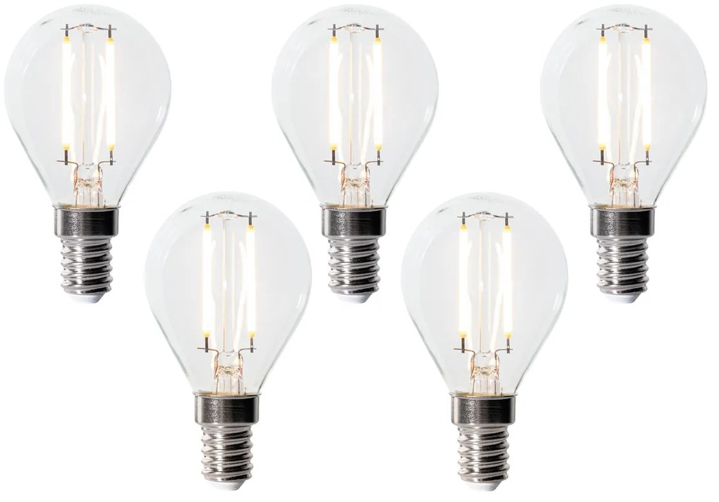 5 darabos szett E14 szabályozható LED izzó P45 átlátszó üveg 3W 250 lm 2700K