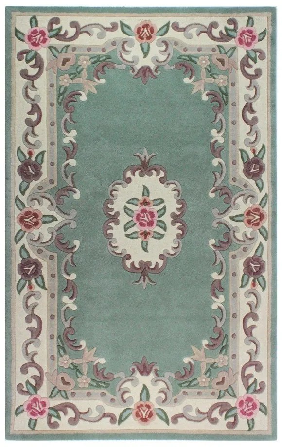 Aubusson zöld gyapjú szőnyeg, 120 x 180 cm - Flair Rugs
