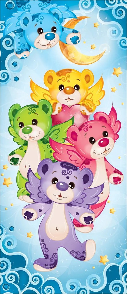 Matrica Fotótapéta Maci szív csillagok gyerekszoba 91x211