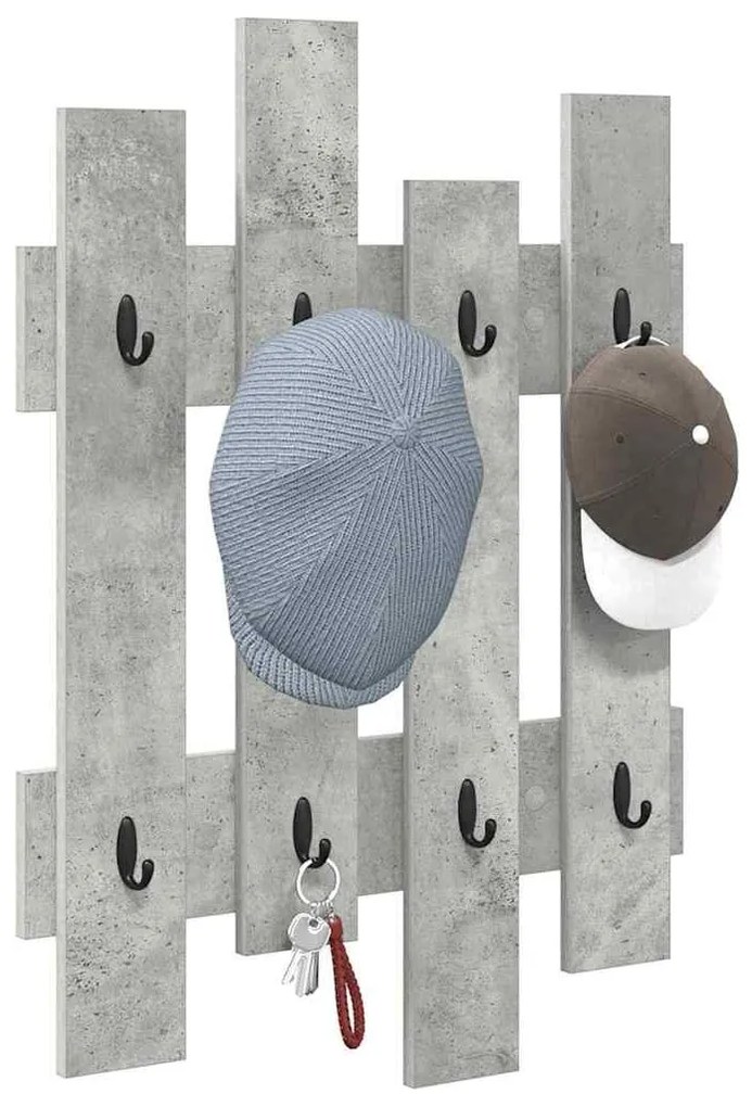 Fali Kabáthorog tárolóval Beton szürke 60 x 3 x 82 cm Faanyag