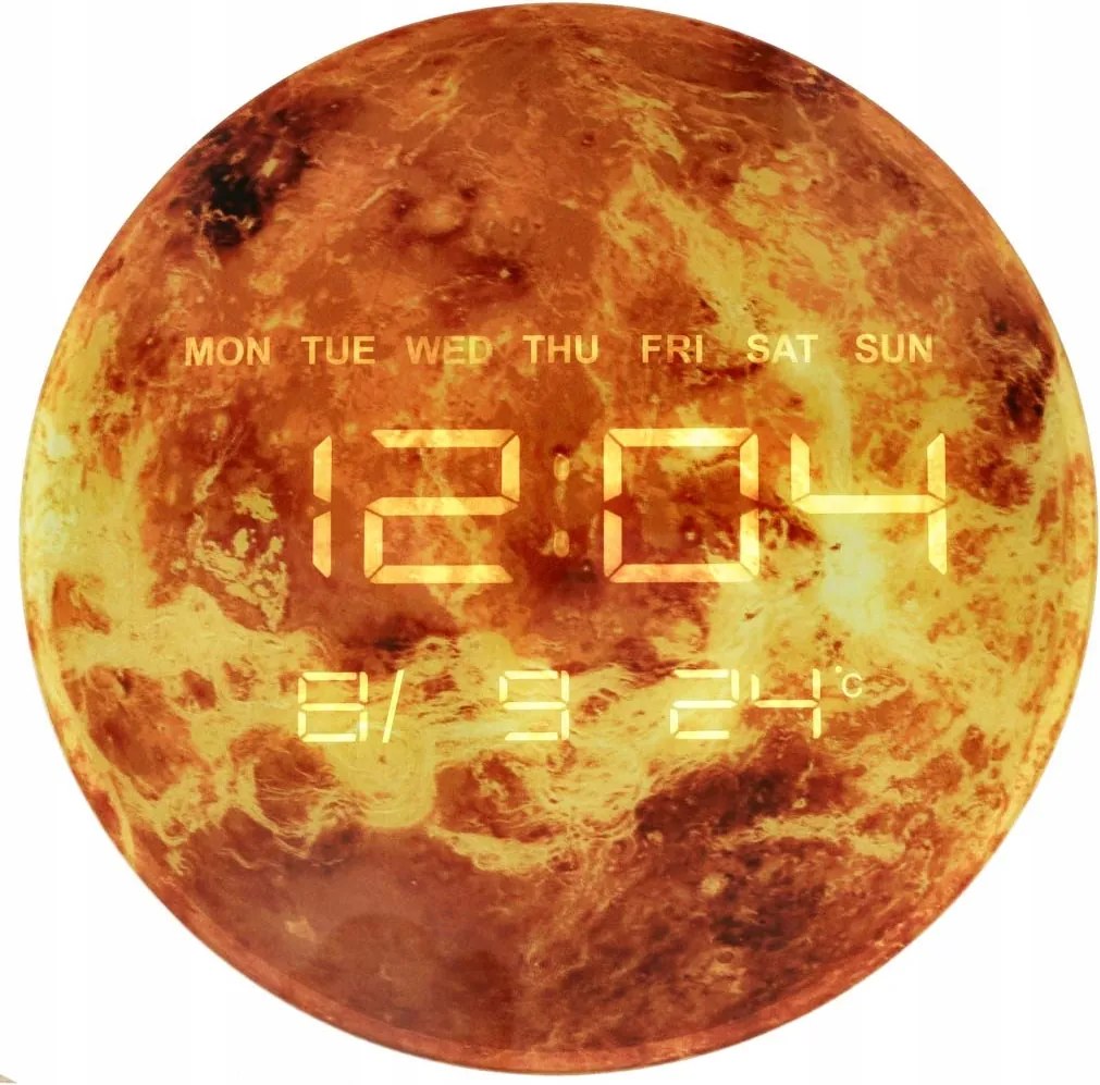 Falióra Modern Mars bolygó Led kijelzővel 32 cm 12/24H