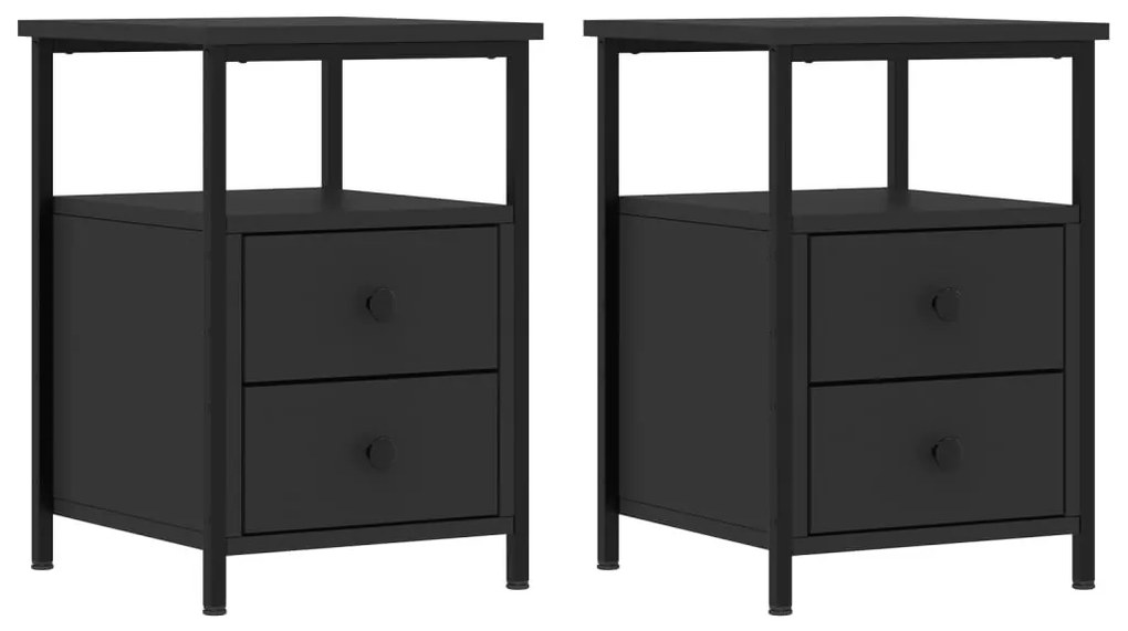 2 db fekete szerelt fa éjjeliszekrény 34x35,5x50 cm