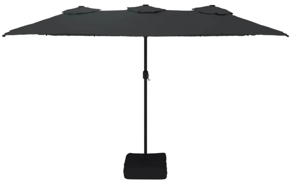 fekete dupla tetős napernyő LED-ekkel 449x265 cm