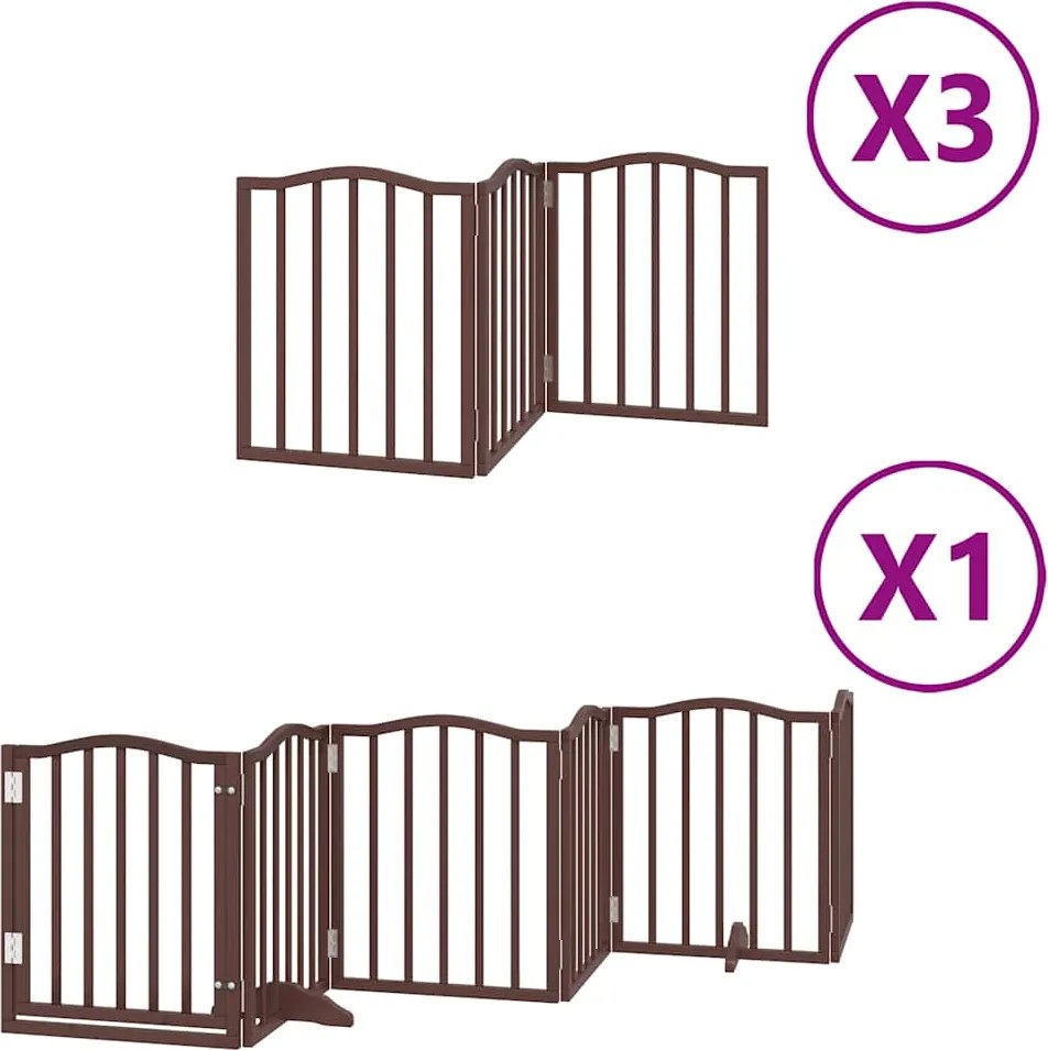 vidaXL barna nyárfa 15 paneles összecsukható kutyakapu ajtóval 750 cm