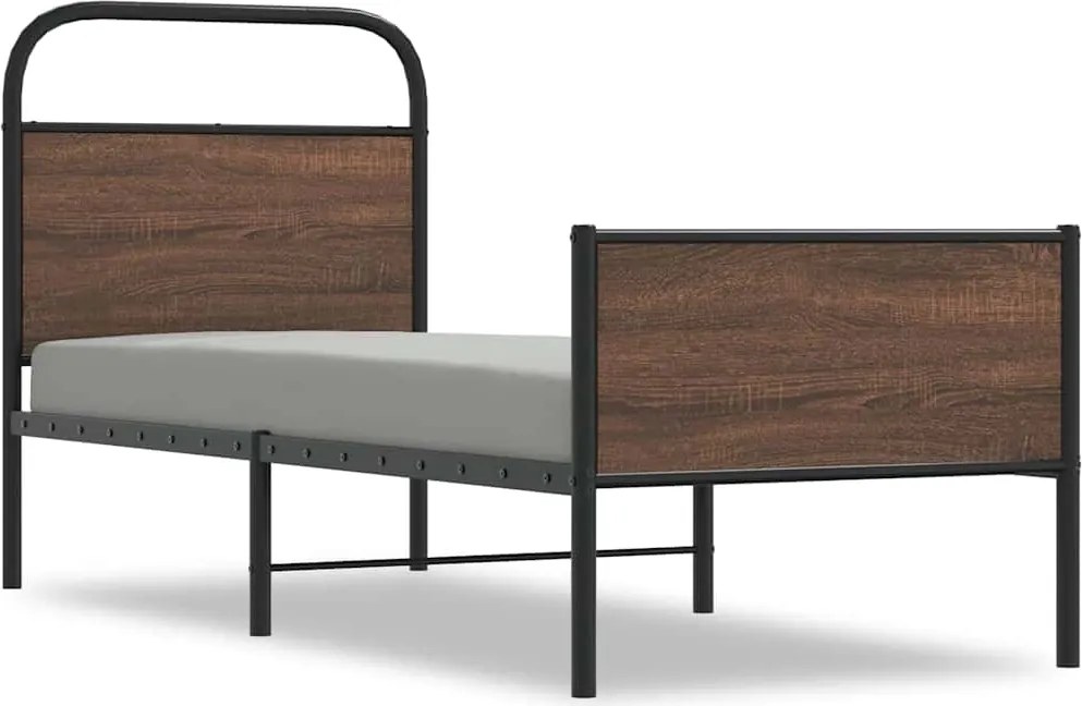vidaXL ágykeret matrac nélkül 75x190 cm barna tölgyfa műfa