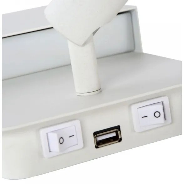 Lucide 79200/08/31 - BOXER LED fali lámpa 5W/230V + 5W USB, fehér