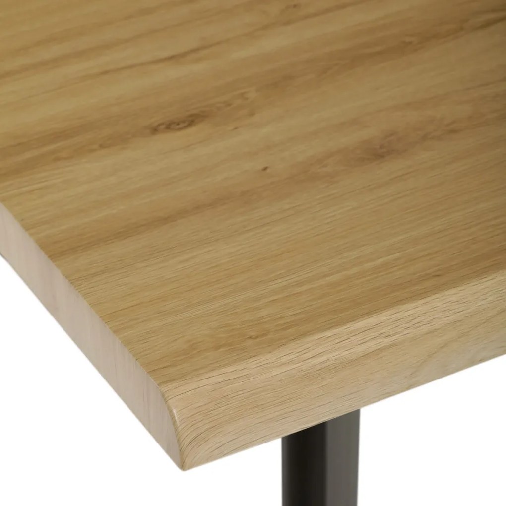 Masă de sufragerie, 130x80x75 cm, blat MDF, decor stejar salbatic, picioare si structură metalică