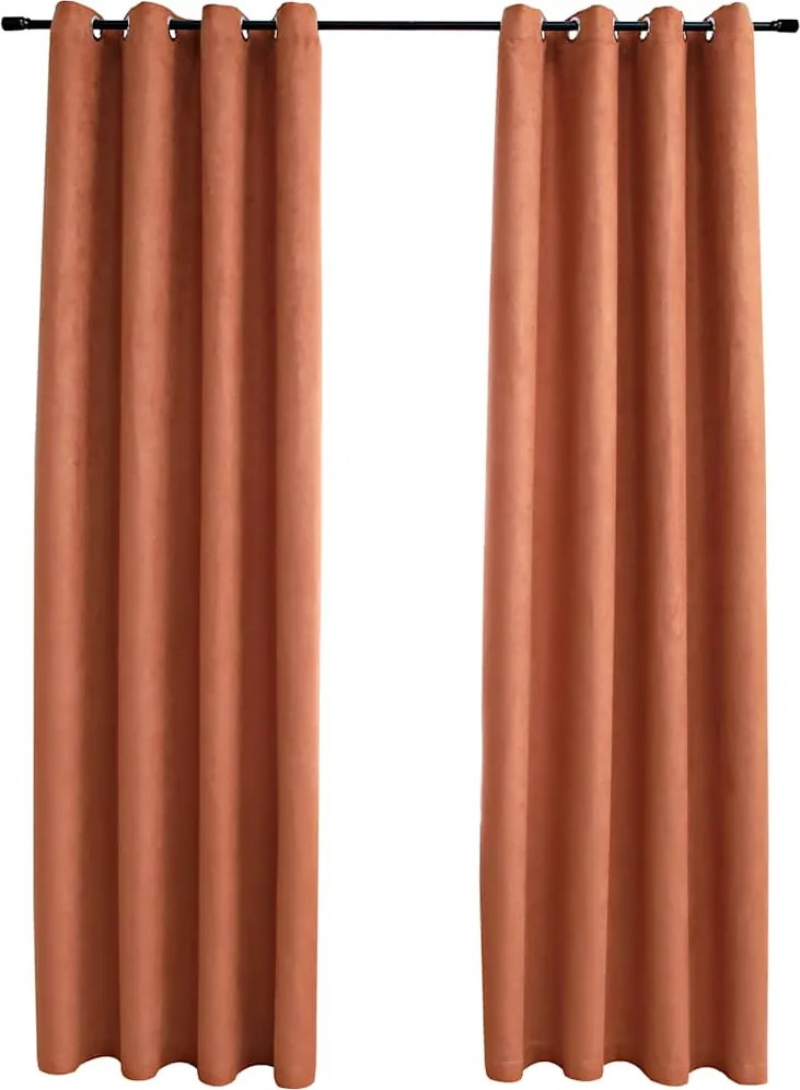 vidaXL 2 db rozsdavörös sötétítőfüggöny fémgyűrűkkel 140 x 245 cm