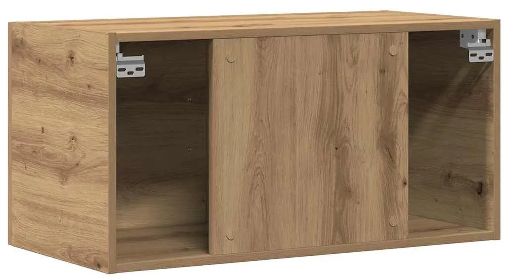 kézműves tölgy színű szerelt fa faliszekrény 80 x 39 x 40 cm