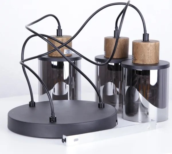 Globo 15707-3HR - Csillár zsinóron REID 3xE27/15W/230V átm. 27 cm tölgy