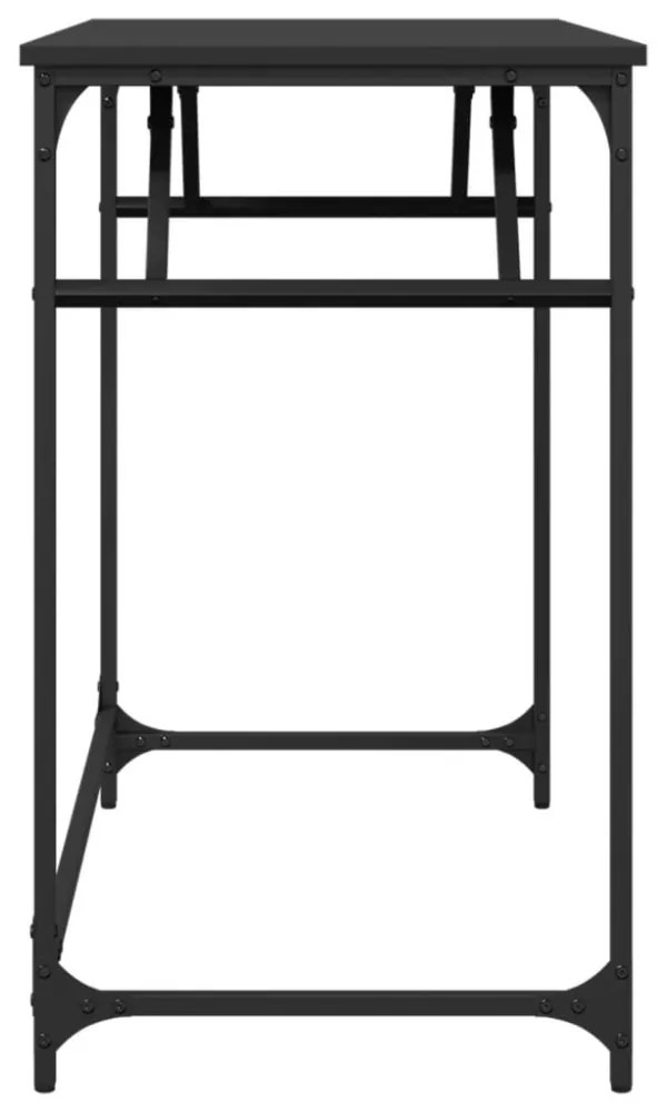 fekete szerelt fa és porszórt acél íróasztal 100x45x76 cm