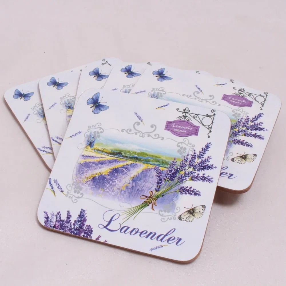 Fehér-lila parafa poháralátét szett 6 db-os – Dakls