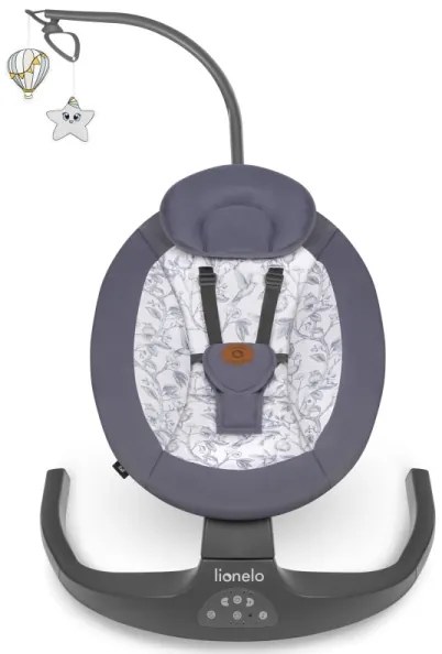 Lionelo - RALF dallamos baba hintaszék 4xAA szürke-fehér + távirányítóval