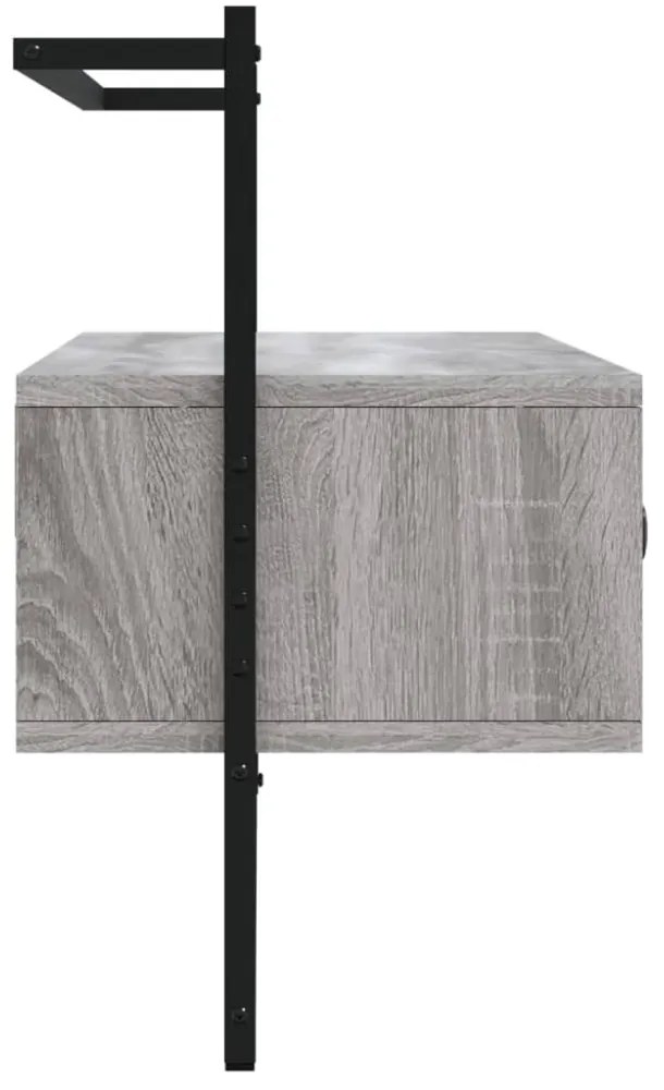 szürke sonoma színű szerelt fa fali TV szekrény 100,5x30x51 cm