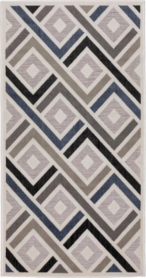 Szőnyeg teraszra vagy erkélyre Shift rombusz szürke-sötétkék 80x150cm