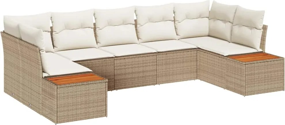 vidaXL Kerti Kanapé Szett párnával 7 pcs Beige és krém Polyrattan