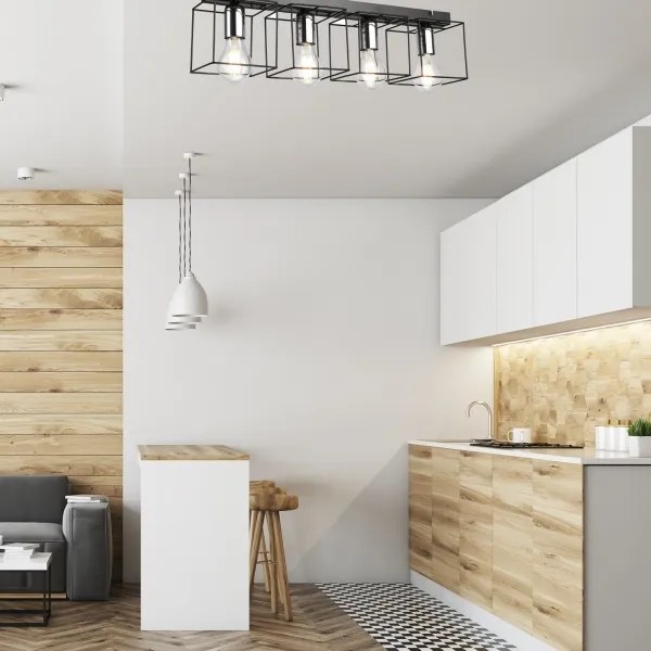 Mennyezeti lámpa MIKA 4xE27/60W/230V 61 cm fekete/króm