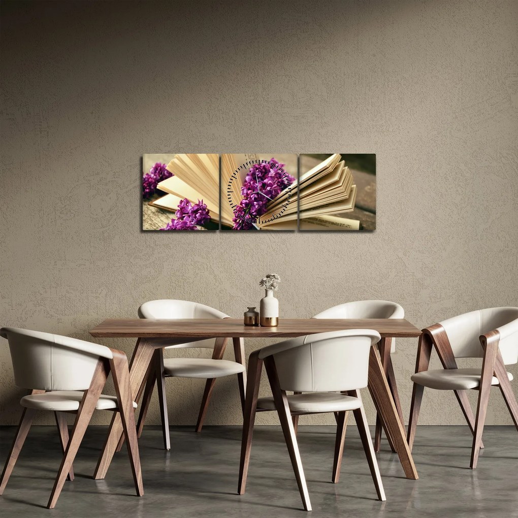 Kép egy levendula könyvről (órával) (90x30 cm)