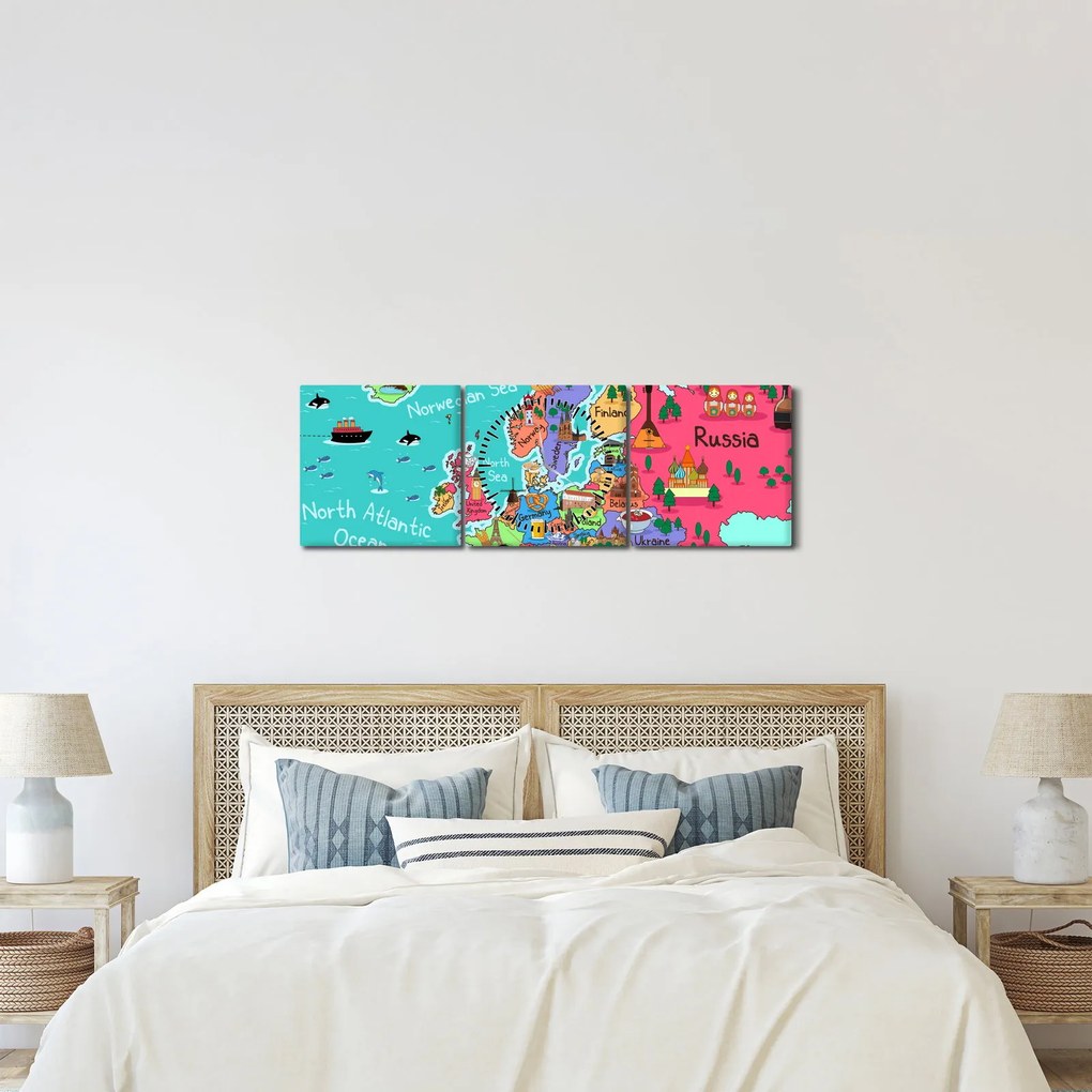 Kép - gyermek térkép Európa (órával) (90x30 cm)