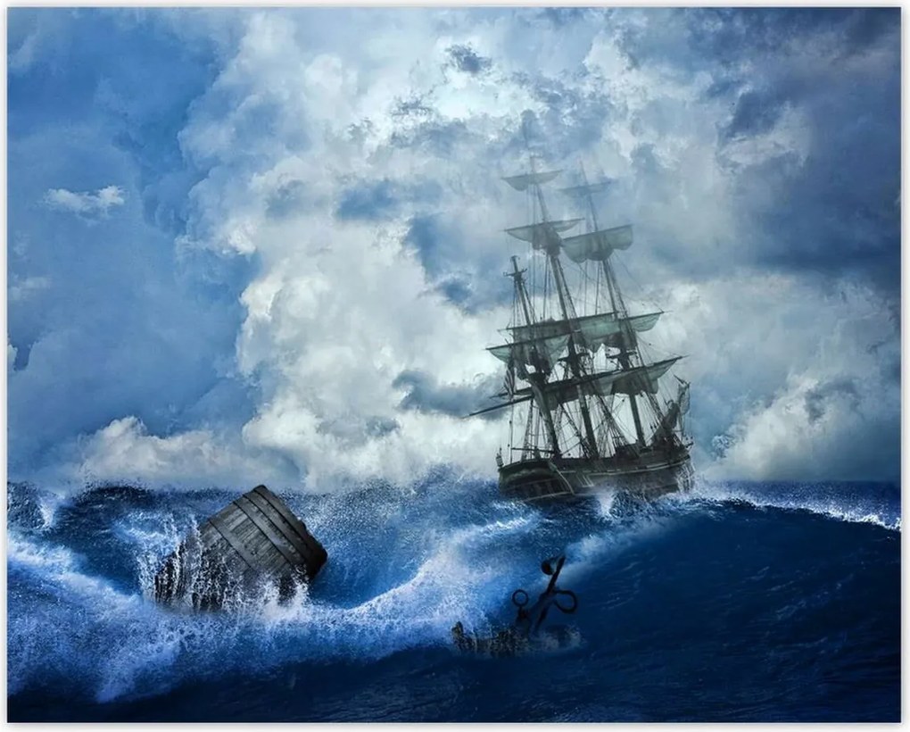 Poszterek 50x40 Vihar Tenger Hajó Tájkép