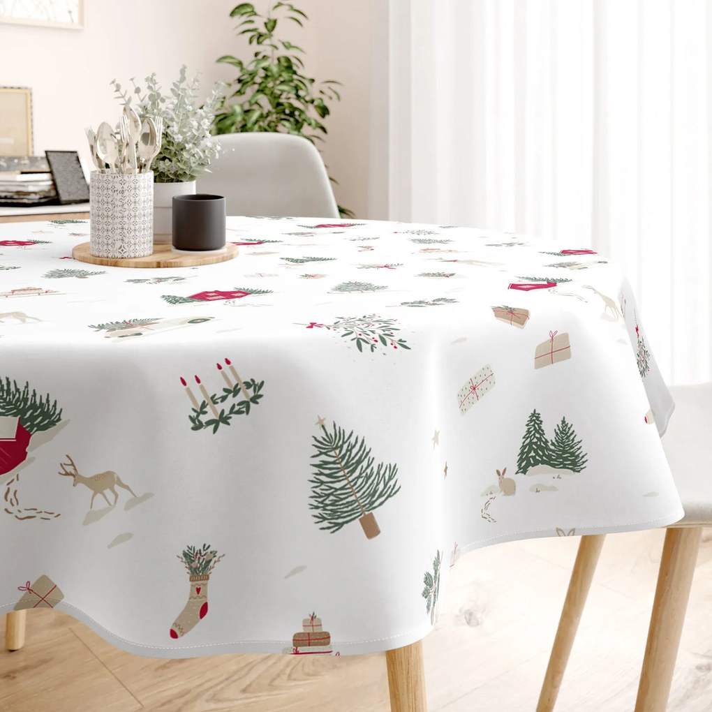 Goldea karácsonyi kör alakú terítő - extra erős 100% - os pamut - tradicionális karácsonyi Ø 120 cm