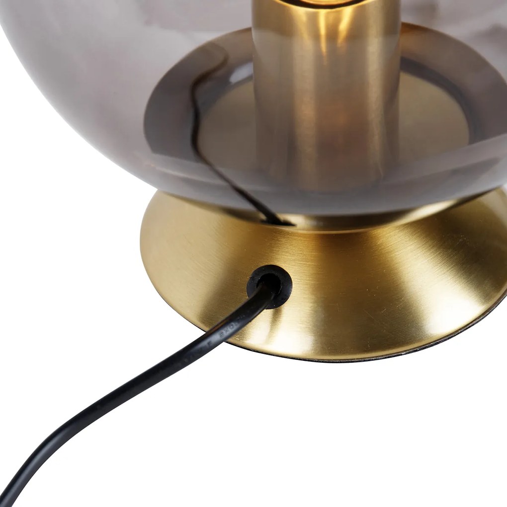 Art Deco asztali lámpa sárgarézzel és füstüveggel - Pallon