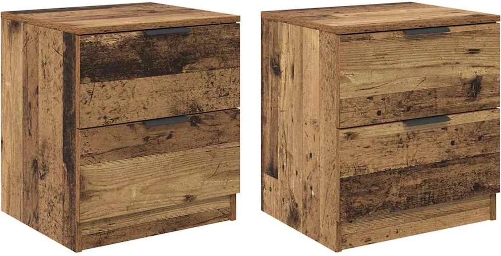 vidaXL Éjjeliszekrény fiókkal 2 pcs Öreg fa 45 x 39 x 50cm Faanyag