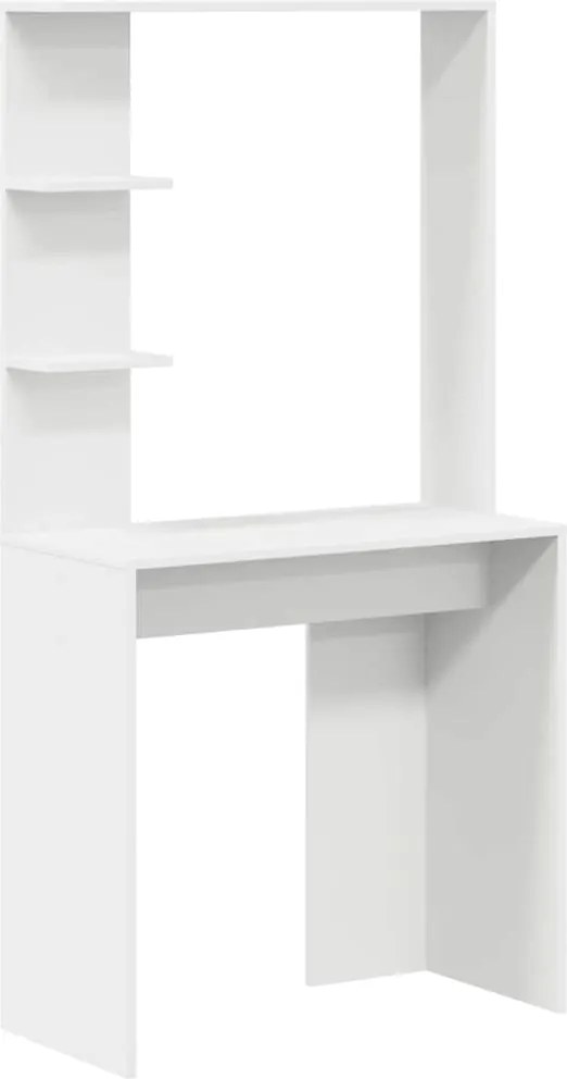 vidaXL Asztal polcokkal tárolóval Fehér 78,5 x 37 x 154,5 cm Faanyag
