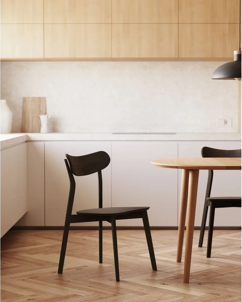 Barna étkezőszék szett tölgyfa dekorral, 2 db-os Safina – Kave Home