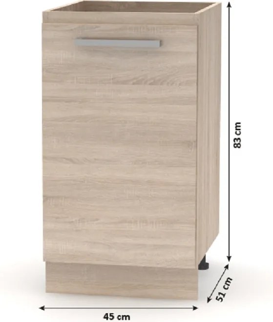 Alsószekrény 45 1DV, tölgy sonoma, NOVA PLUS NOPL-063-0S
