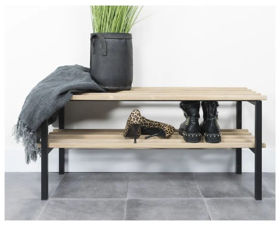 Fekete-natúr színű fém cipőtartó 100x45x34 cm Rizzoli – Spinder Design