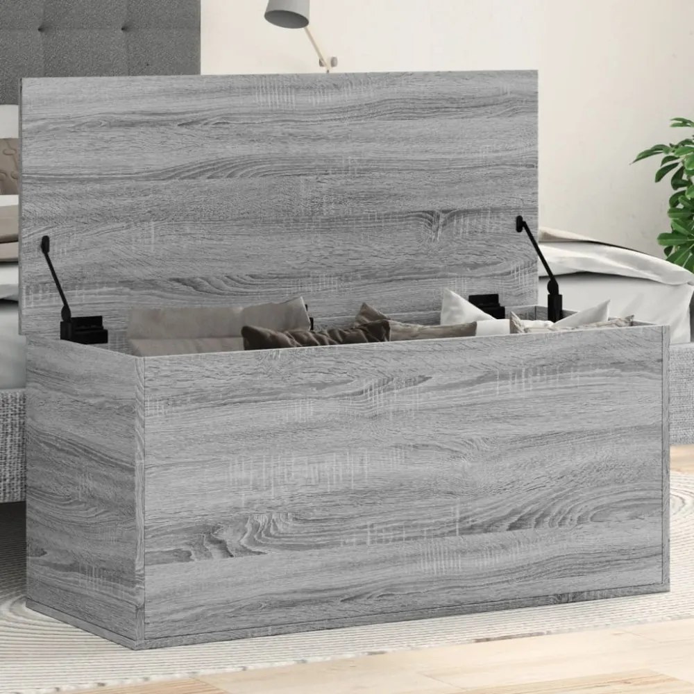 szürke sonoma szerelt fa tárolóláda 100x42x46 cm
