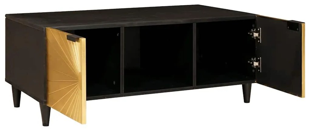 Dohányzóasztal Fekete és Arany 100 x 54 x 40 cm tömör mangófa