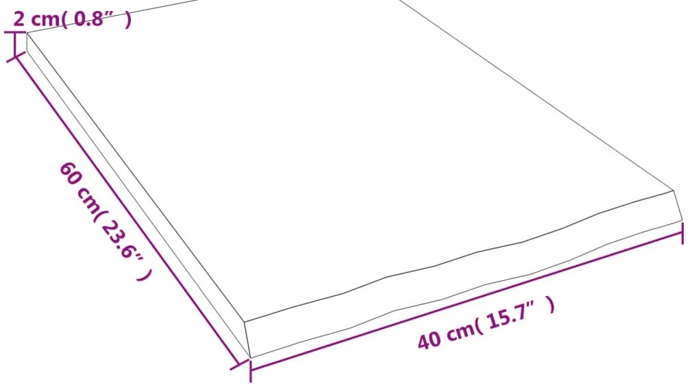 kezeletlen tömör fa fürdőszobai pult 40x60x2 cm
