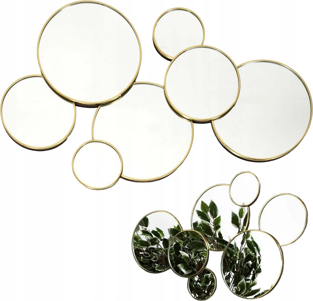 Nagy dekoratív tükör Aura Gold kerek 7 design tükör Glamour