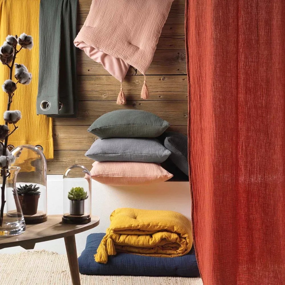 Téglavörös gumis muszlin lepedő 160x200 cm Angelia – douceur d'intérieur