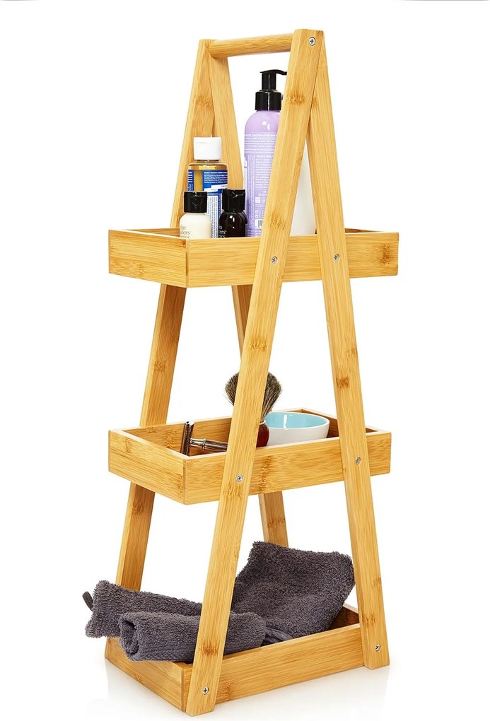 Blumfeldt Premium, polcok zuhanyozóba, 26 x 66 x 18 cm, vízálló, bambusz