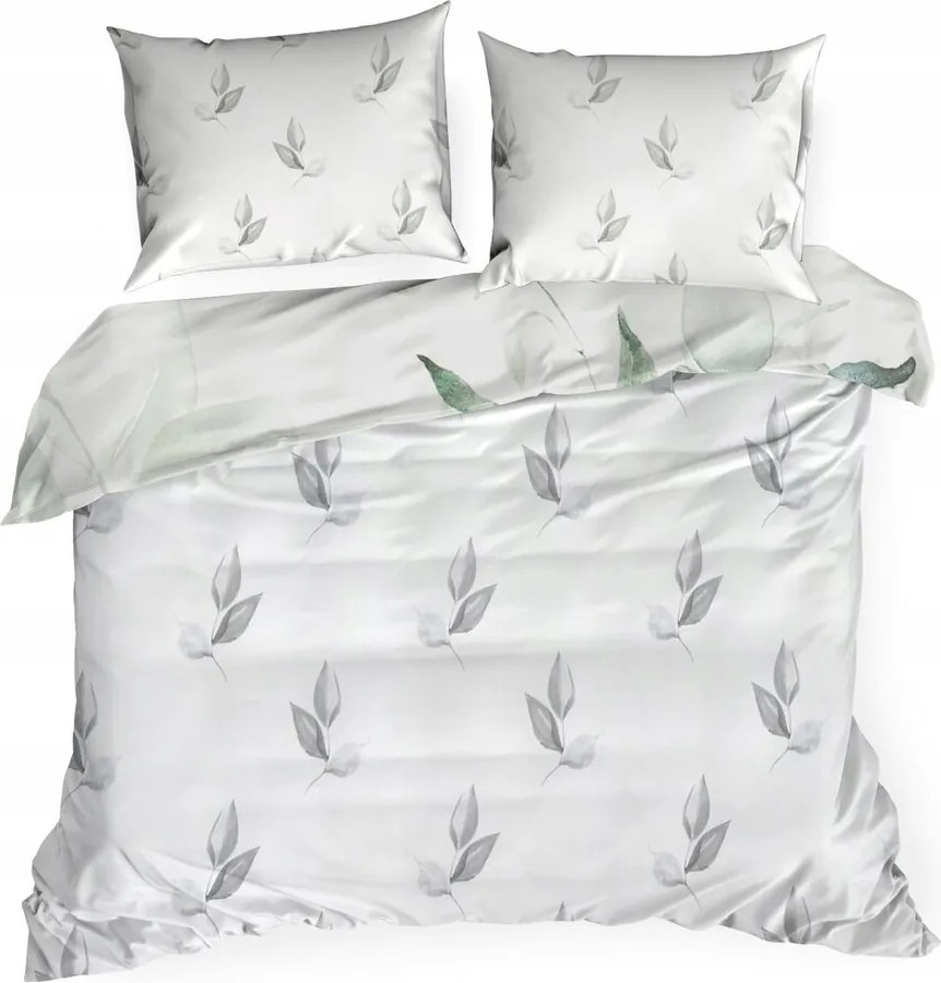Juliet makoszatin ágyneműhuzat 220x200 Eurofirany fehér botanikus zöld
