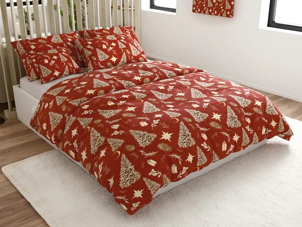 Mikroszálas ágyneműhuzat GOLD CHRISTMAS piros Ágyneműhuzat mérete: 2 db 70 x 90 cm | 200 x 220 cm