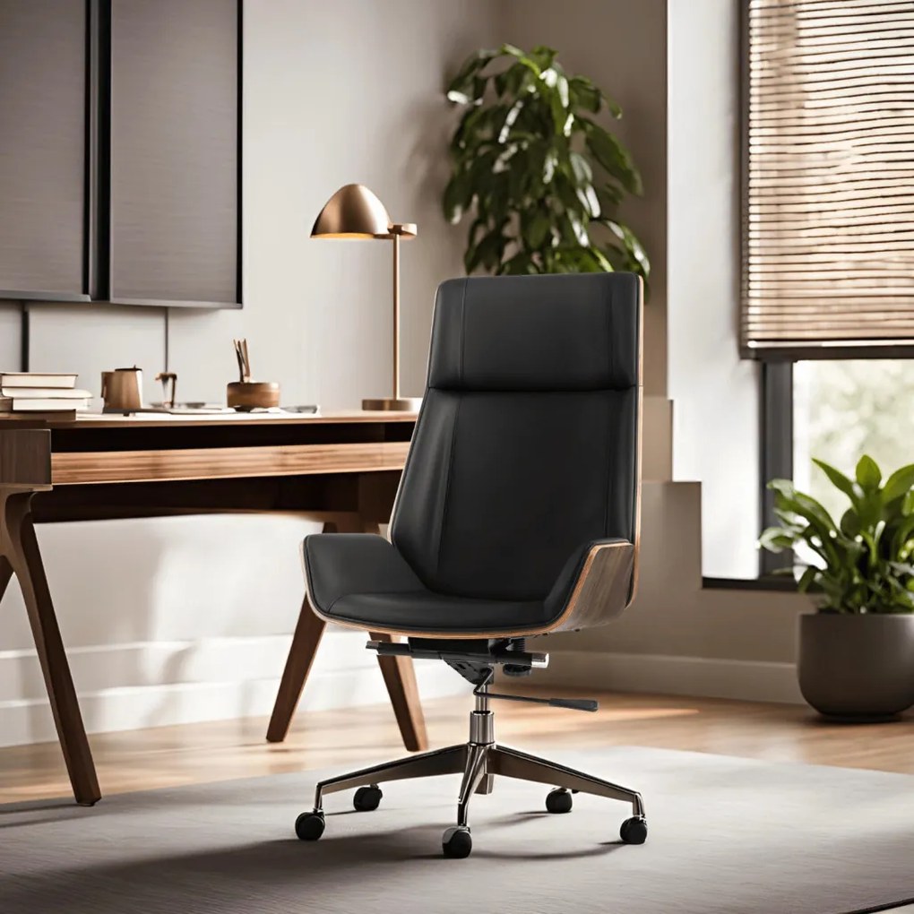 Fekete Eco-bőr Irodai Forgószék WOODY