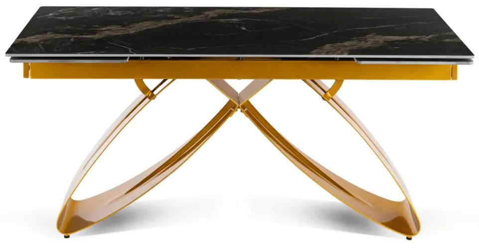 Stół LUIGI Ceramiczny Rozkładany 160-240 cm Czarno-Złoty márvány/Złoty