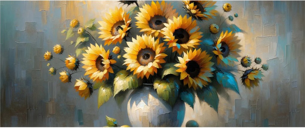 Kép – Napraforgós váza (120x50 cm)