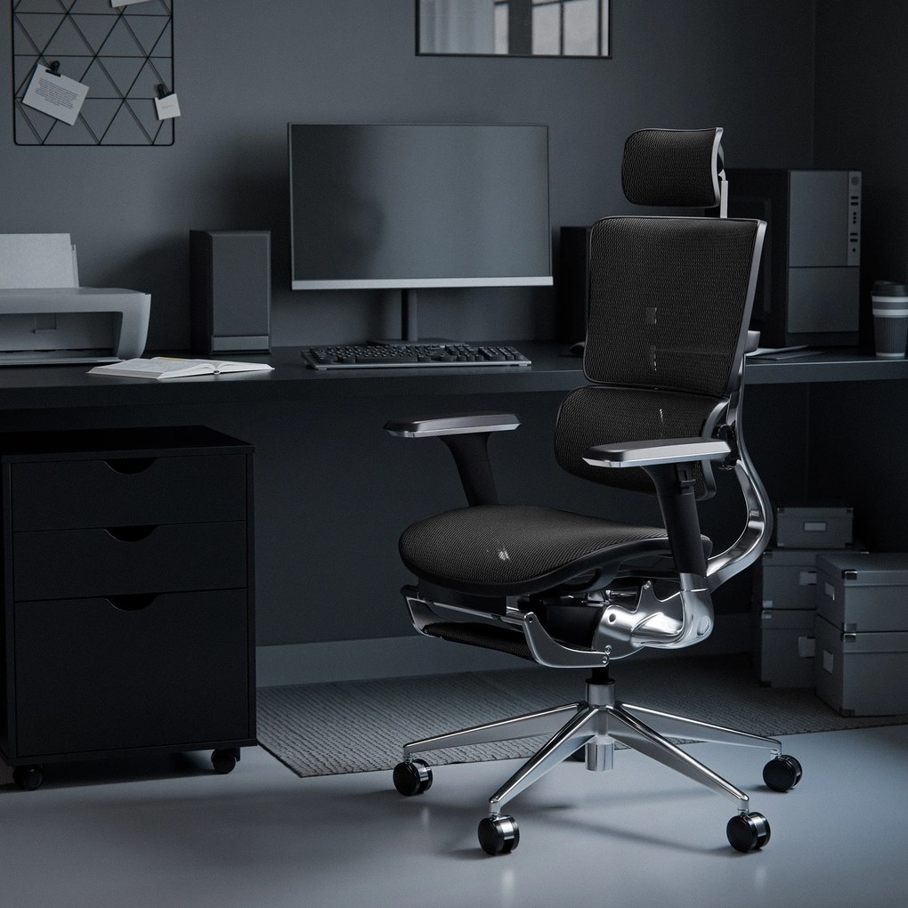 Ergonomikus irodai szék lábtartóval Normal Size, fekete: Diablo V-Master