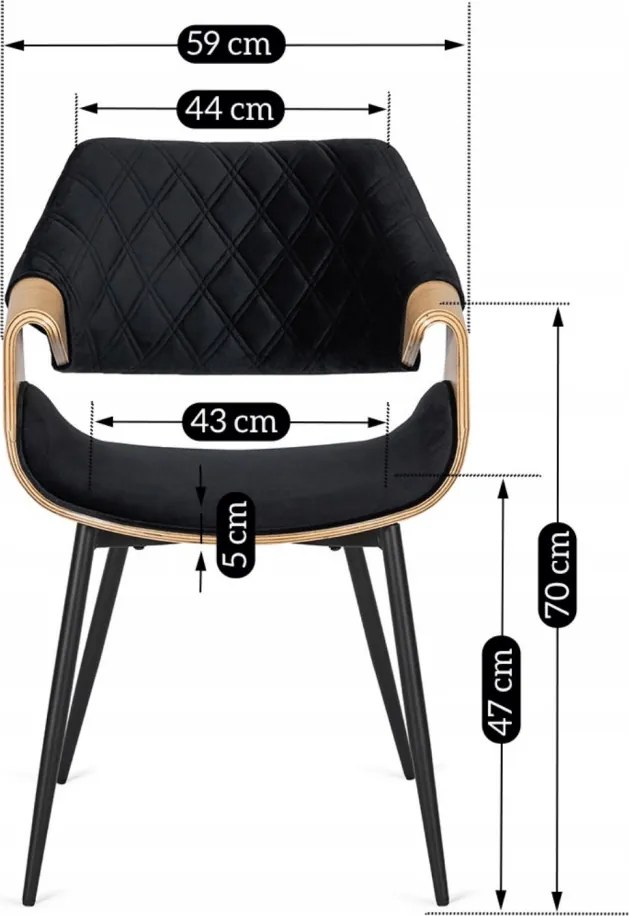 DAKOTA bársony szék fekete / arany tölgy színben