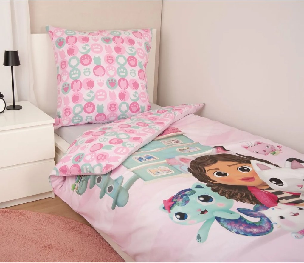 Herding Pamut ágynemű Gabby's Dollhouse , 135 x 200 cm, 80 x 80 cm