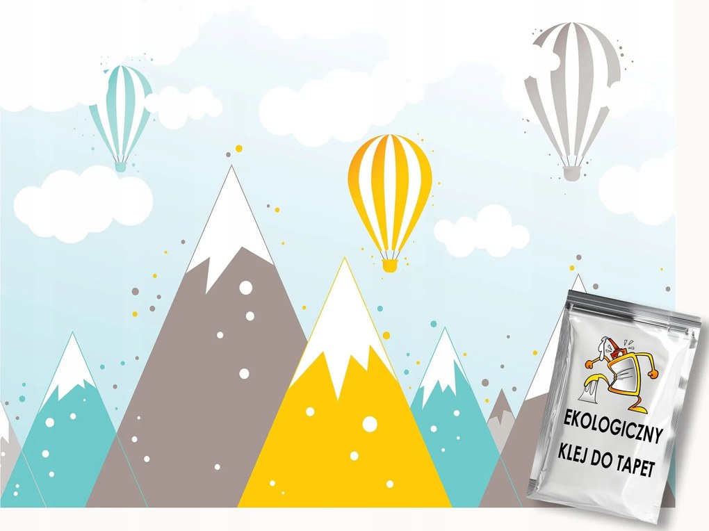 Fotótapéta Flizelina Hegyek és lufik gyerekszoba 100x75 ragasztó