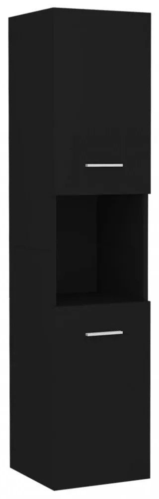 fekete szerelt fa fürdőszobaszekrény 30 x 30 x 130 cm